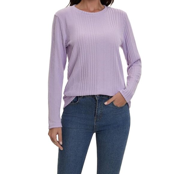 Casual Long-Sleeve Ribbed Tunic - Picture 1 of 6